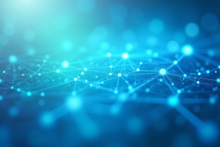 Abstract graphic representing virtual connectivity and professional growth.